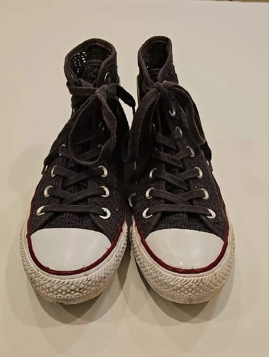 Converse Knit Pattern Gray High Top Mesh Sneakers Size 7 Women's - Picture 3 of 9